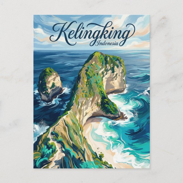 Kelingking Beach Indonesien Postkarte (Vorderseite)