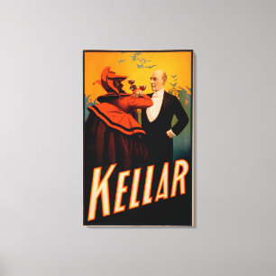 Kellar Magician trinkt Wein mit dem Teufel Leinwanddruck