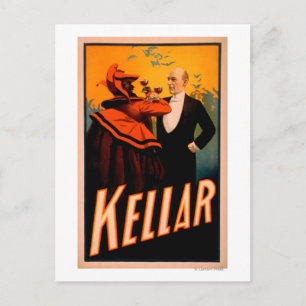Kellar Magician trinkt Wein mit dem Teufel Postkarte