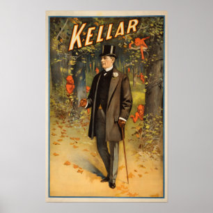 Kellar Portrait mit Werbeplakaten für Teufel Poster