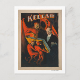 Kellar Teufel und Dämonen mit Magiebuchposter Postkarte