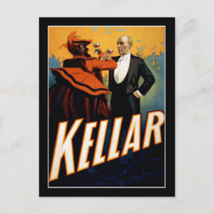Kellar - Zauberkünstler - Vintage Theaterplakat Postkarte