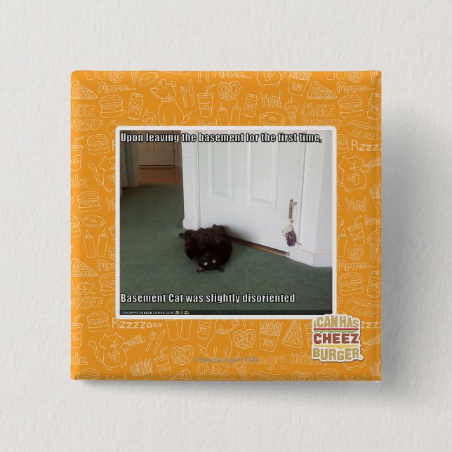 Keller-Katze, etwas verwirrt Button (Vorderseite)