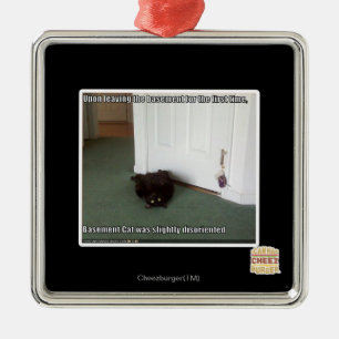 Keller-Katze, etwas verwirrt Silbernes Ornament