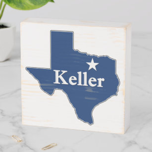 Keller, Texas Staat Map Kontur Lone Star Decor Holzkisten Schild