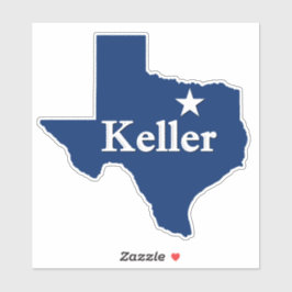 Keller, TX Texas Map Kontur mit Lone Star DFW Aufkleber