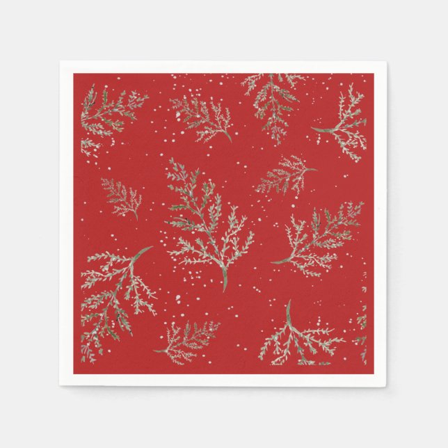 Kellerei und Rot mit Schneefall Serviette (Vorderseite)