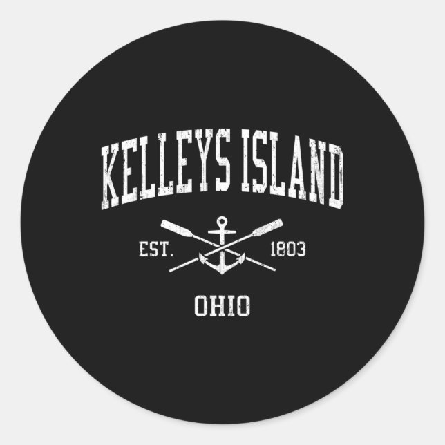 Kelleys Island Oh Crossed Oars Boat Anchor Sports Runder Aufkleber (Vorderseite)