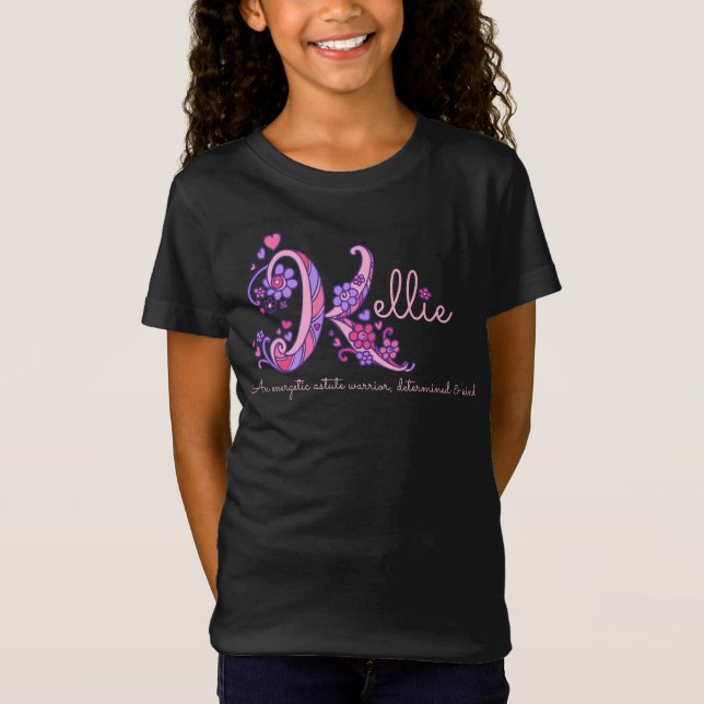 Kellie Mädchenname im Sinne von K Monogramm Herz T-Shirt (Vorderseite)