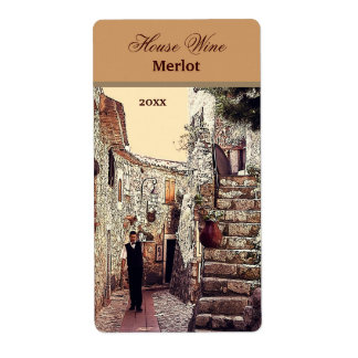Kellner in einem alten Stadtweinetikett