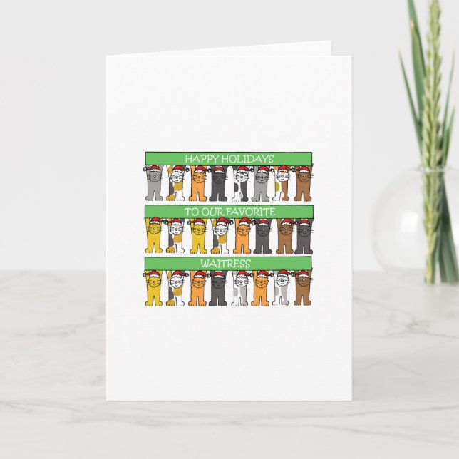 Kellnerin Happy Holidays Feiertagskarte (Vorderseite)