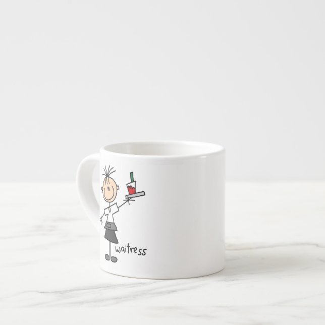 Kellnerin-Stick-Figur Espressotasse (Vorderseite Links)