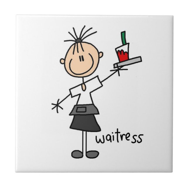 Kellnerin-Stick-Figur Fliese (Vorderseite)