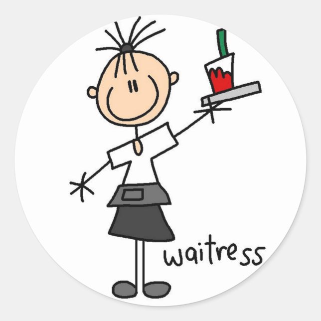 Kellnerin Stickfigur Aufkleber (Vorderseite)
