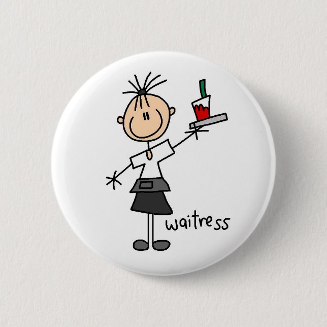 Kellnerin Stock Figur Button (Vorderseite)