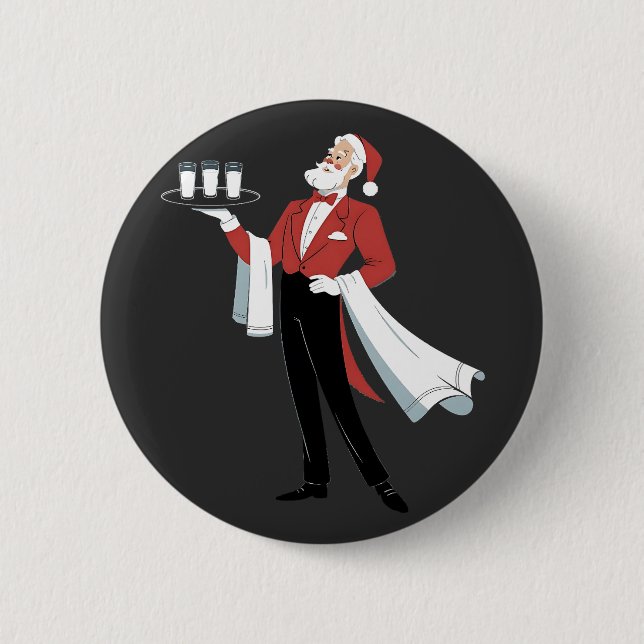 Kellnerin Weihnachten Santa Server Xmas  Button (Vorderseite)