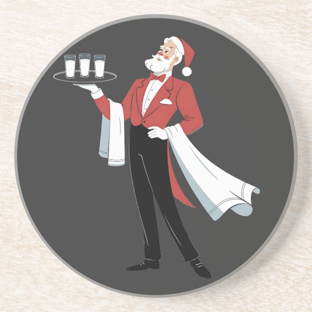 Kellnerin Weihnachten Santa Server Xmas  Getränkeuntersetzer (Vorne)