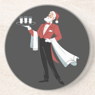 Kellnerin Weihnachten Santa Server Xmas Getränkeuntersetzer