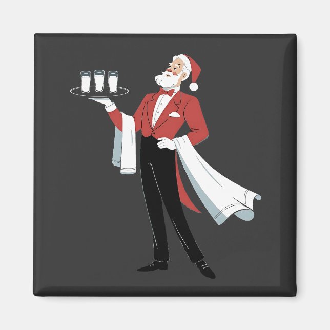 Kellnerin Weihnachten Santa Server Xmas  Magnet (Vorne)