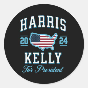 Kelly 2024 USA-Flagge Präsidentschaftswahl Vintage Runder Aufkleber