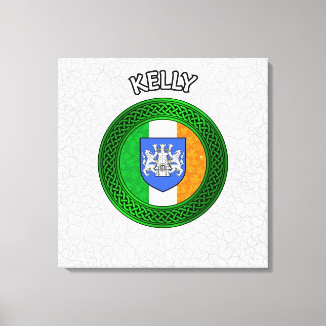 Kelly Crest & Celtic Knot sur toile Shamrock Impri (Recto)