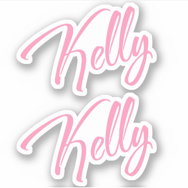 Kelly Decorative Name in Pink x2 Aufkleber (Vorderseite)