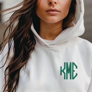 Kelly Green 3-Buchstaben-Custom-Monogramm Bestickter Hoodie