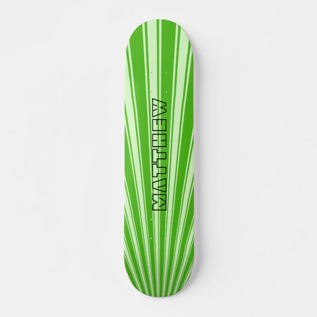 Kelly green Color Stripe Funky Pattern Skateboard (Vorne)