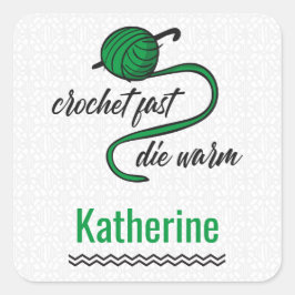 Kelly Green Crochet schnell, Die Quadratischer Aufkleber
