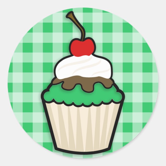 Kelly Green Cupcake Runder Aufkleber (Vorderseite)
