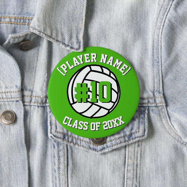 Kelly Green Custom Volleyball Player und Klasse Button (Beispiel)