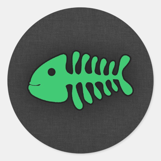Kelly Green Fish Bones Runder Aufkleber (Vorderseite)