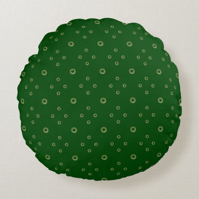 Kelly Green | Golden Zinnia Sun Rundes Kissen (Vorderseite)