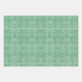Kelly Green Greece Key, Strip, Dot Wrapping Paper Geschenkpapier Set