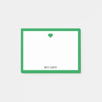 Kelly Green Heart and Border on White with Name