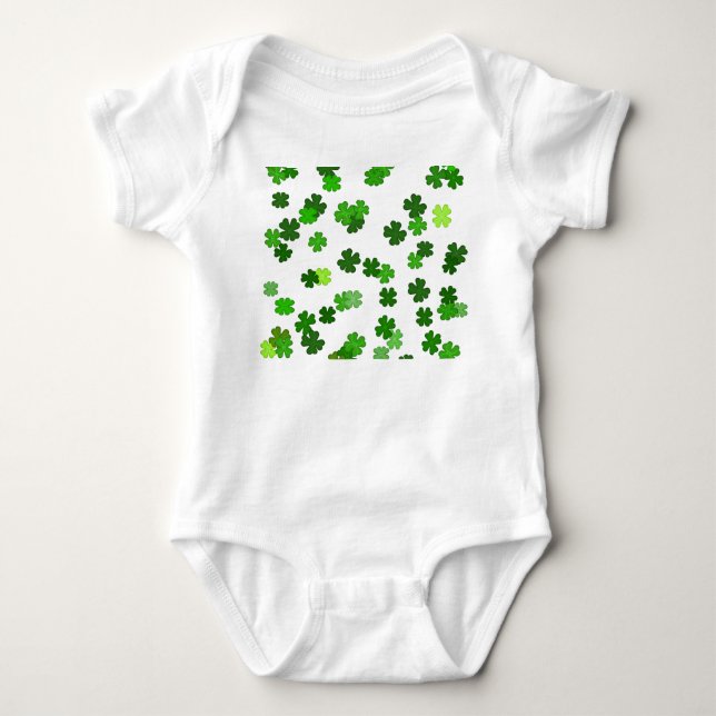Kelly green "Kleeblatts Falling" Baby Strampler (Vorderseite)