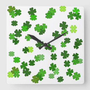 Kelly green "Kleeblatts Falling" Quadratische Wanduhr