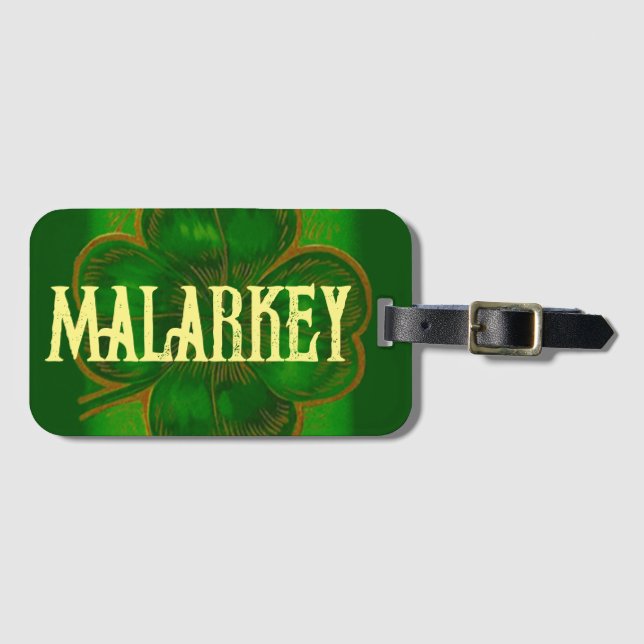 Kelly Green Lucky Clover malarkey Irish Amer BS L Gepäckanhänger (Vorderseite (Horizontal))