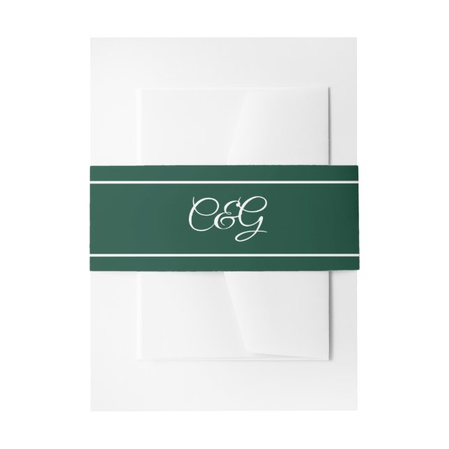 Kelly Green Mit Monogramm Wedding Einladungsbanderole (Vorderseite Beispiel)