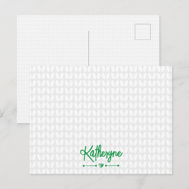 Kelly Green Personalisiert Strick Stitch Postkarte (Vorne/Hinten)