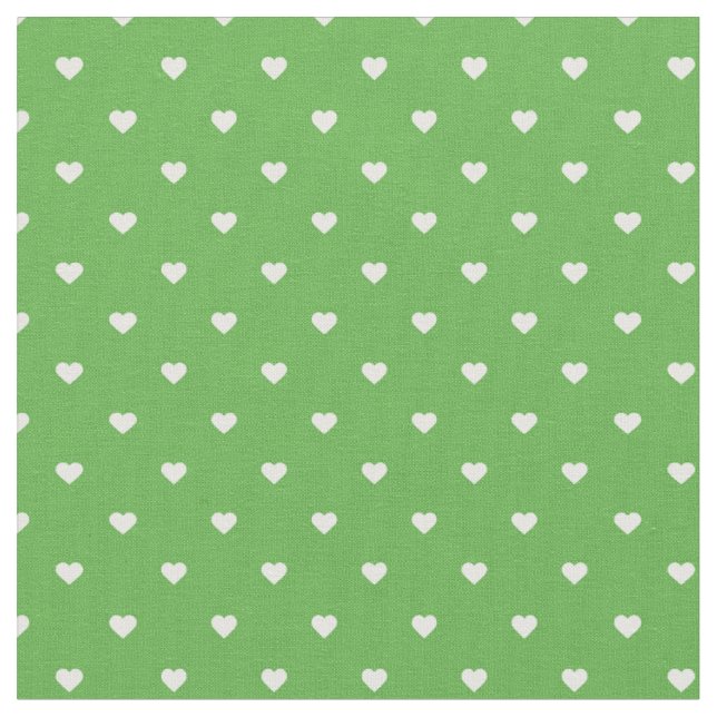 Kelly Green Polka Dot Hearts Stoff (Nahaufnahme)