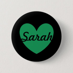 Kelly green polka herzen auf schwarz button