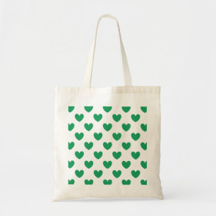 Kelly green polka herzen auf weiß tragetasche