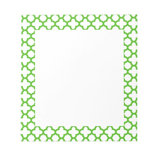 Kelly Green Quatrefoil Muster Notizblock (Vorderseite)