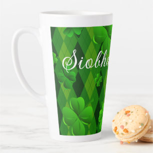 Kelly Green Raute Irish Clovers Latte Tasse