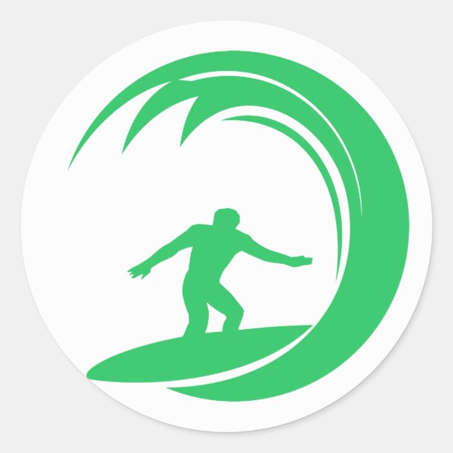 Kelly Green Surfer Runder Aufkleber (Vorderseite)