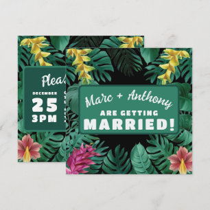 Kelly Green Tropical Jungle Hochzeit in Urlaubsort Save The Date