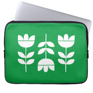 Kelly Green und Weiß 3 Blume Laptopschutzhülle