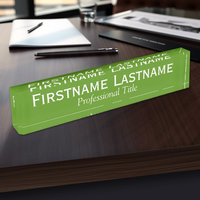 Kelly Green und White Name und Berufliche Bezeichn Namensplakette (Personalized Name Plate for the Office, School or Home)