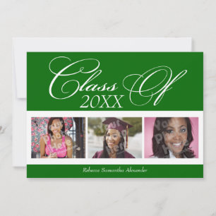 Kelly Green/White 3 Faire-part de diplôme photo